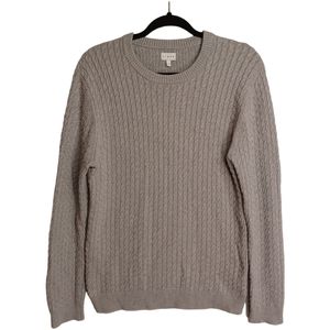 LINEA Gray Cable Knit Crew Neck Long Sleeve Sweater Top Medium